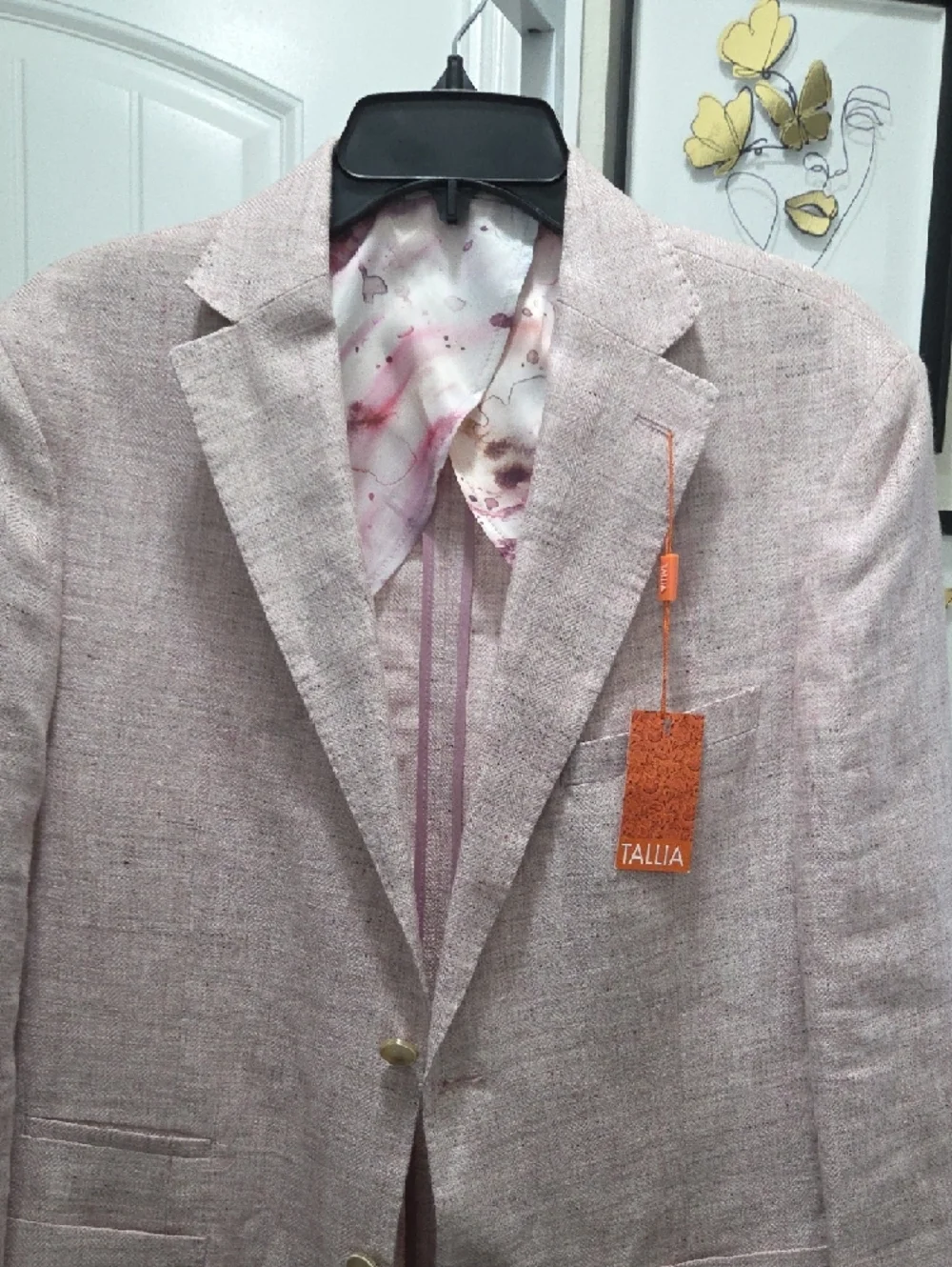 TALLIA Light Pink Linen-Blend Sport Coat 100% Linen